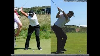 Jon Rahm golf swing  Long Iron faceon amp downtheline July 2017 [upl. by Stannwood]