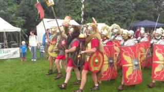 Roman Reenactment at the Amphitheatre in Caerleon Marching In [upl. by Ahsekat682]