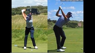 Justin Thomas golf swing  Long Iron faceon amp downtheline July 2017 [upl. by Loveridge740]