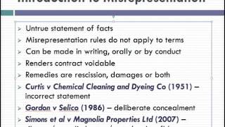 Misrepresentation Lecture 1 of 4 [upl. by Hance605]